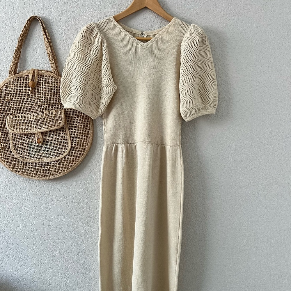 Vintage St John Cream Knit Sweater Dress